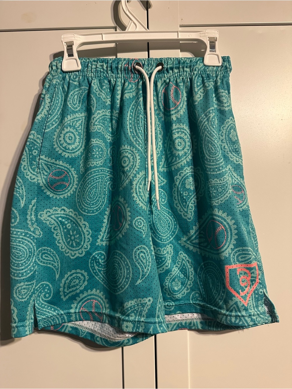 BatWrapz Teal Paisley Baseball Training Mesh Shorts Youth Extra Large XL